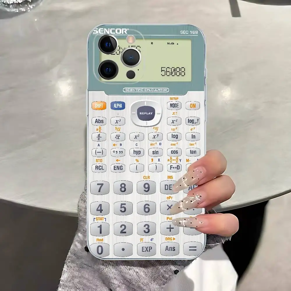 Funny Stylish Calculator Pattern Transparent Phone Case for iPhone 17 Air 16 Pro Max 15 14 13 12 11Plus Shockproof Cover