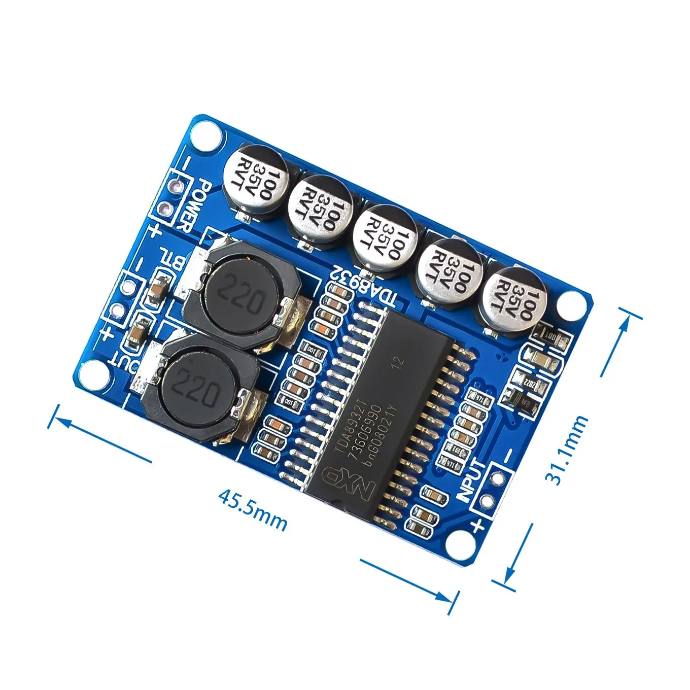 Placa de Amplificador de Potência Digital, Módulo Amplificador Mono, Consumo de Alta Potência, 35W, TDA8932, Baixo Consumo de Energia