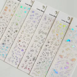 1 Pcs Korean Ins Cute Silver Basic Sticker Scrapbooking DIY Album Decoration Sticker Aesthetic Personalized Kawaii Stationery