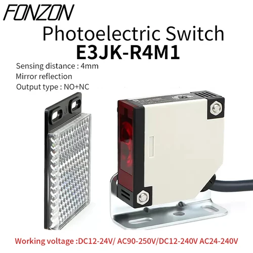 Sensor fotoeléctrico reflectante de espejo infrarrojo E3JK-R4M1 interruptor de proximidad de distancia de detección de 4M DC12-24V/AC90-250V/ACDC General