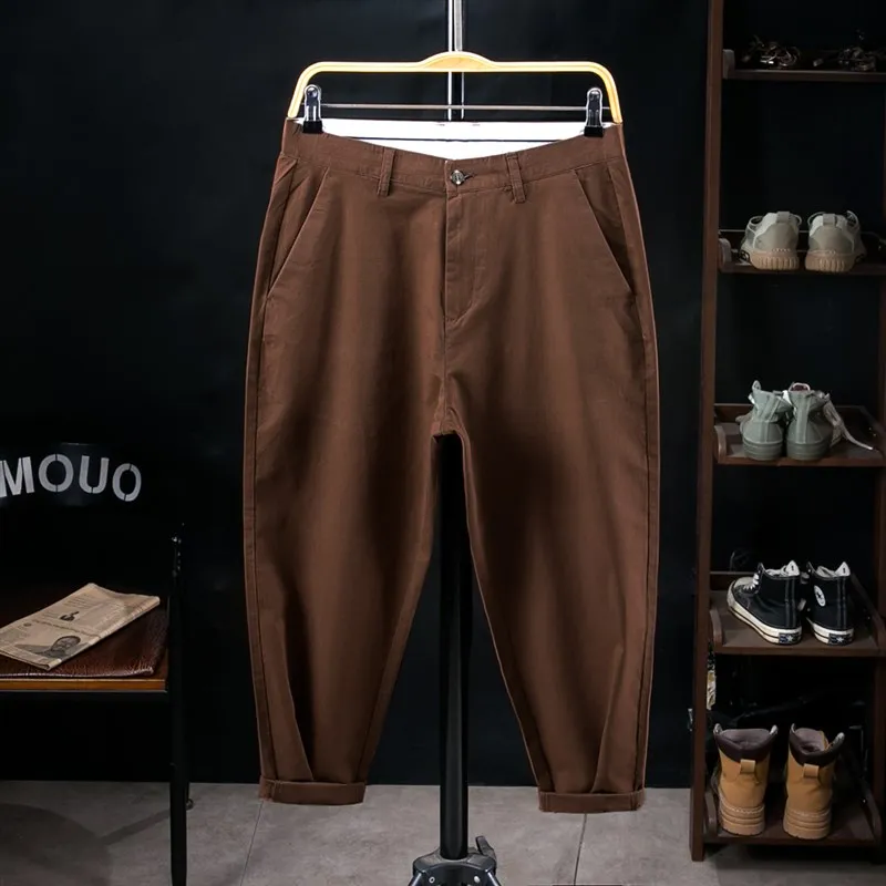 

plus Size Men's Casual Pants Loose Fit Nine-Tenths Summer New Sle Straight Leg Breathable Cotton Polyester Blend Comfortable