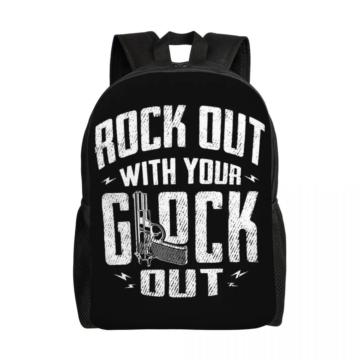 

Rock Out With Your Glock Out Travel Backpack Women Men School Laptop Bookbag USA Handgun Pistol College Student Daypack Bags