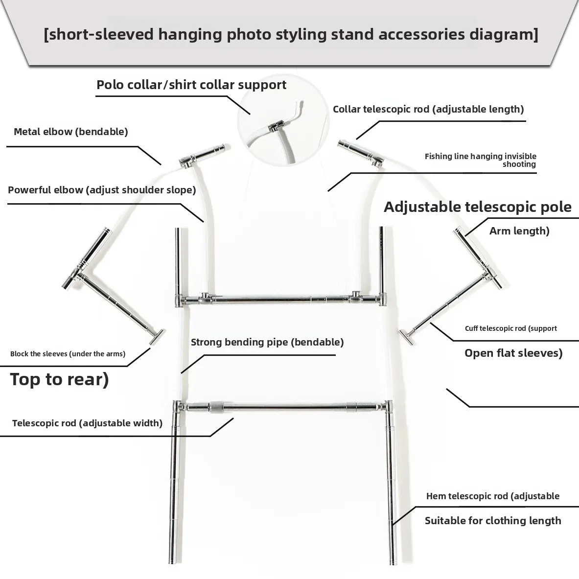 Short-sleeved White Background Picture Hanging High-efficiency Modeling Rack Clothing Shooting Prop Hanger Creative Model