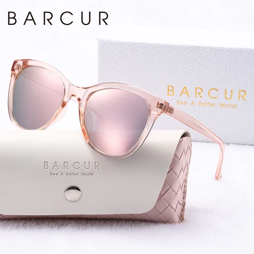 BARCUR, hermosas gafas de sol para mujer, cómodas, duraderas, transparentes, PC, montura de ojo de gato, gafas de sol polarizadas UV400 para viajes y fiestas, el mejor regalo