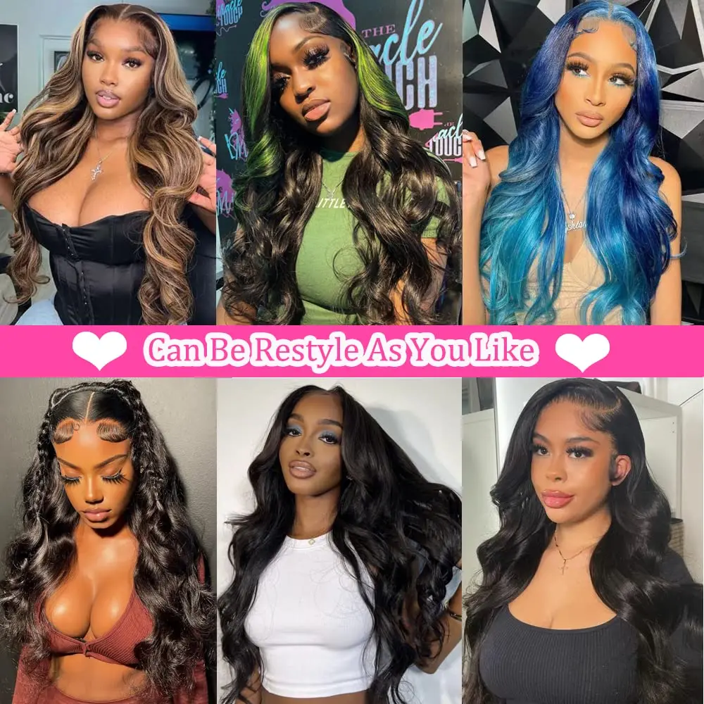Perruque Lace Frontal Wig 180% naturelle Body Wave, cheveux humains, 13x4, 13x6, HD, pour femmes