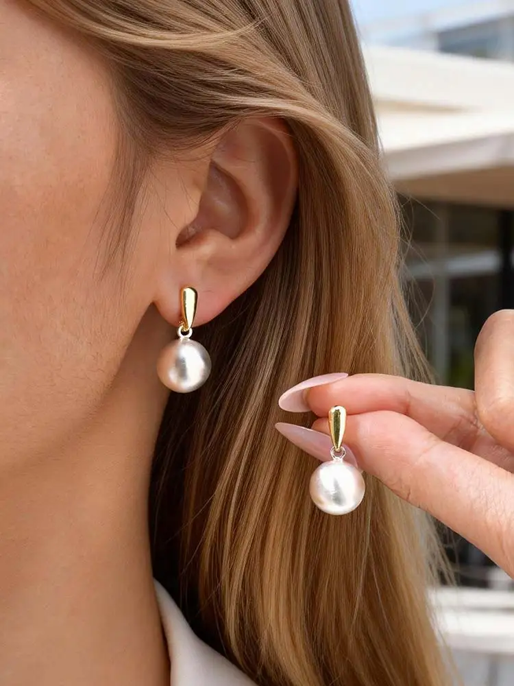 

New French Elegant Brushed Ball Pendant Stud Earrings Minimalist Korean Fashion Jewelry Women Sweet Party Wedding Jewelry