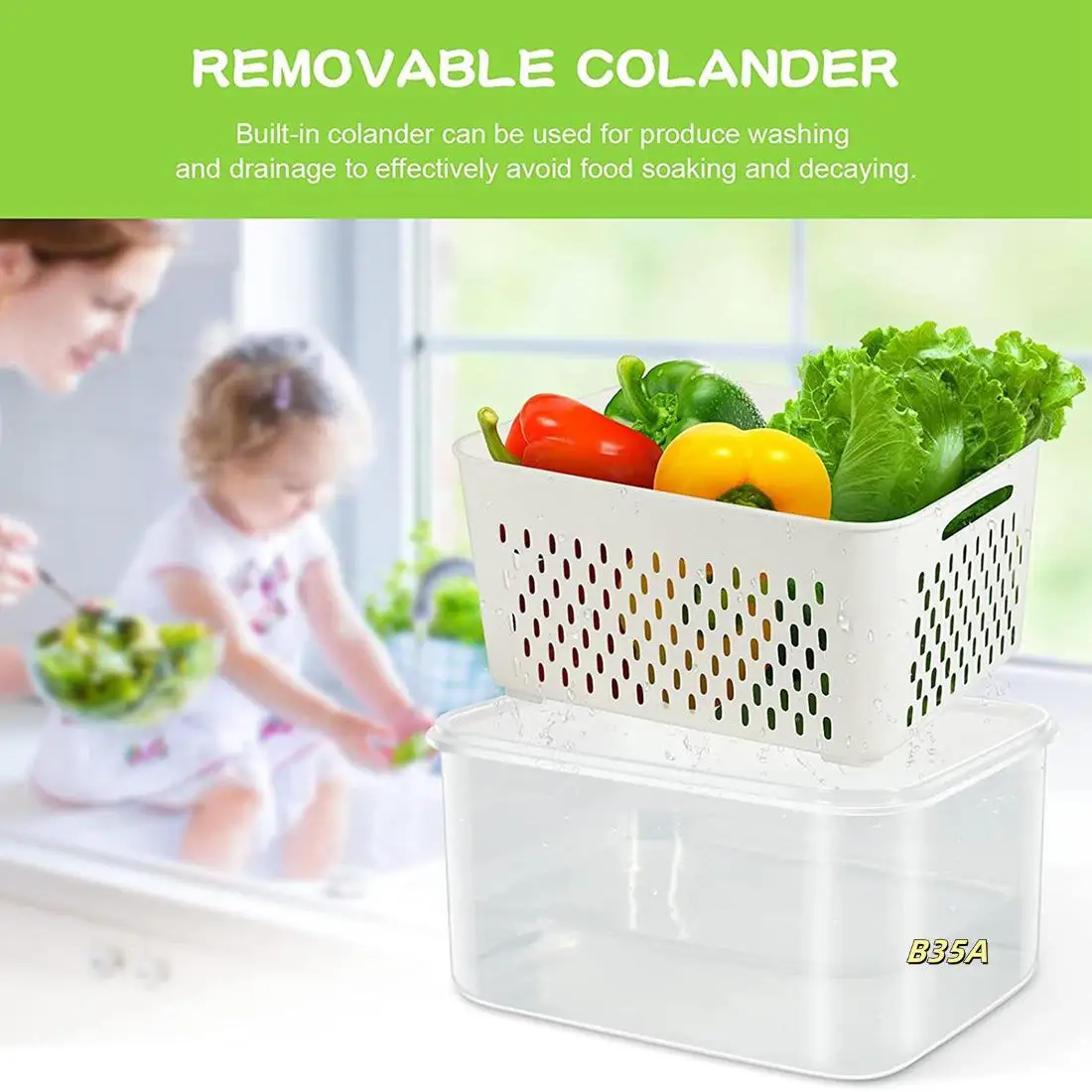 

Fruit Vegetable Storage Containers For Fridge, 3 Pack Produce Saver Containers Refrigerator Organizer Bins For Salad