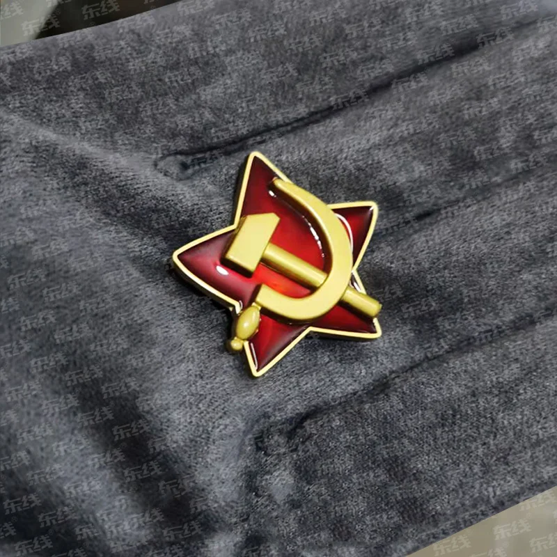 Red Soviet Union Q Version Badge, Lenin Patriotic, Three-Dimensional Riveted, USSR Mini Five Star Brooch
