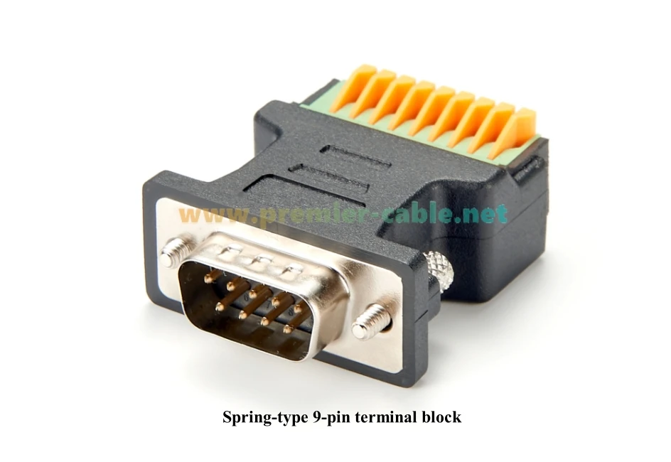 9-poliger lötfreier Stecker DB9 auf Klemmenblock-Stecker, Adapter, Breakout-Board (DB-9) männliche Buchse auf Klemmenfederblock-Adapter – Detail 5