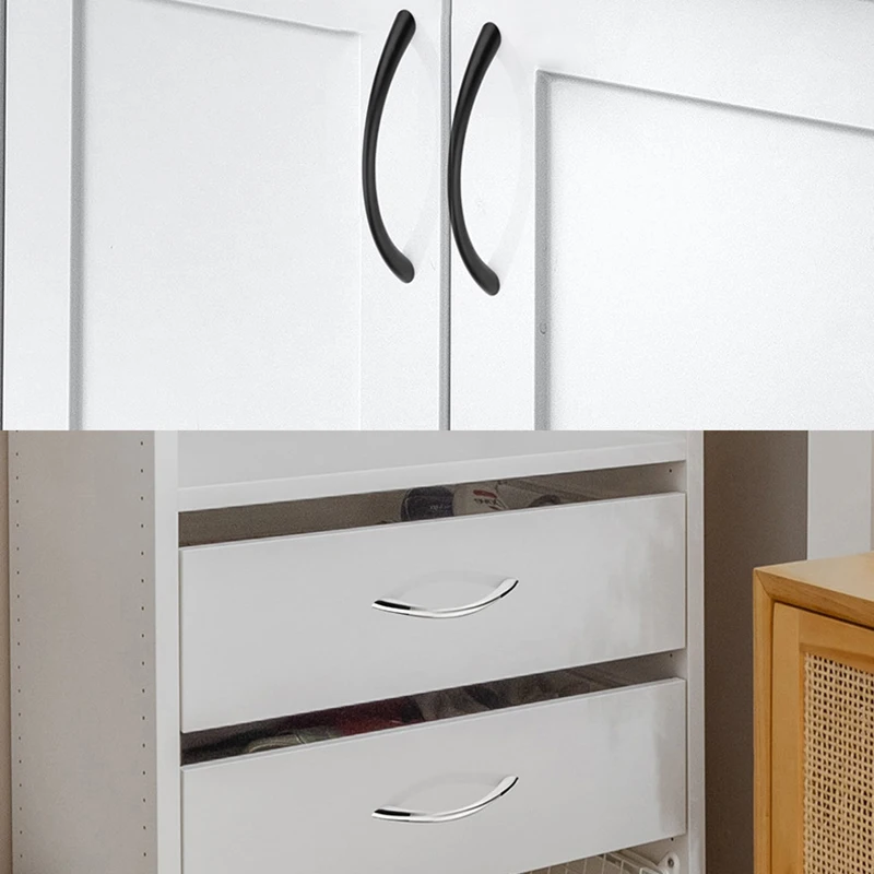 

Zinc Alloy Solid Cupboard Door Handle Simple Curved Drawer Pull Multifunctional Wardrobe Shoe Cabinet Knob Furniture Hardware