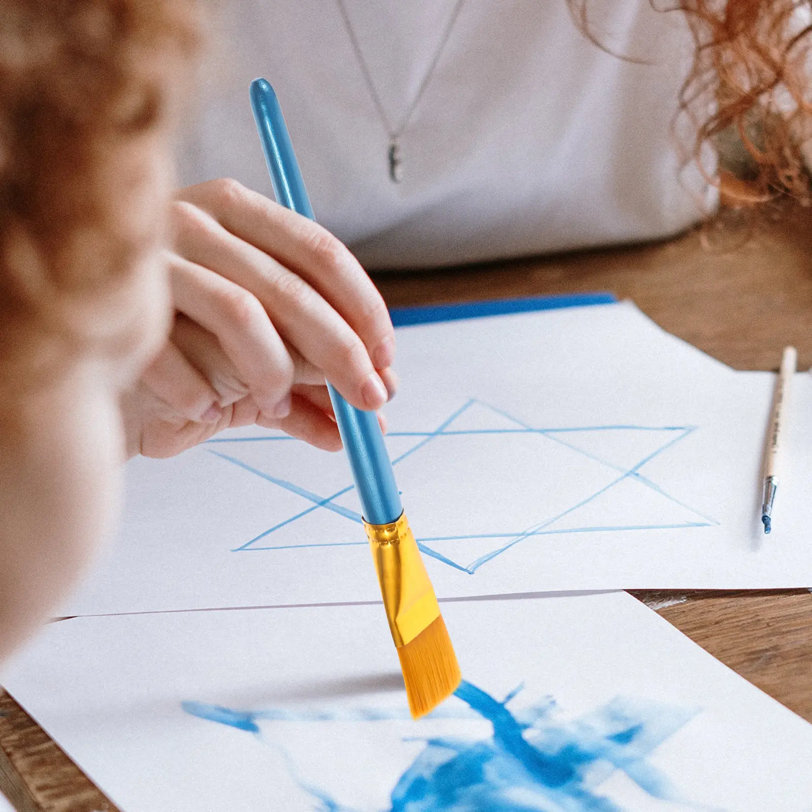 

10Pcs Watercolor Paint Brush Set Multi Use Flat Tip Painting Brushes for Acrylic Oil Pigment Painting Comfortable Grip