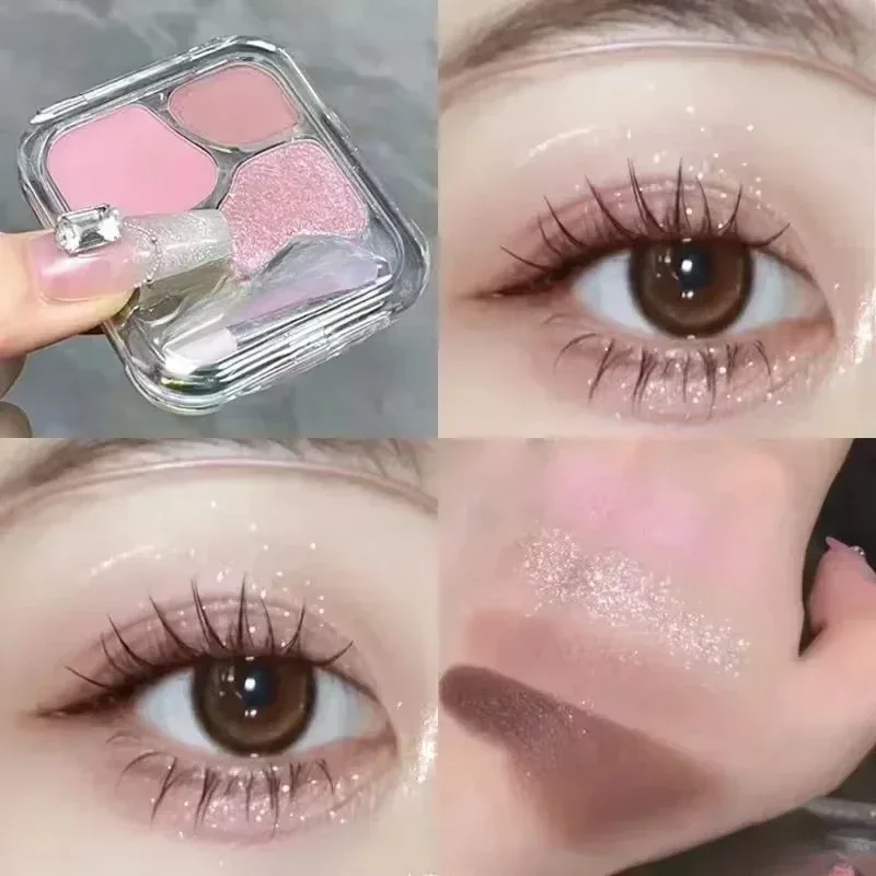 Paleta de sombra de ojos de 4 colores, colorete, delineador de ojos, sombra de ojos, paleta de contorno, maquillaje de ojos, Cosméticos de belleza bonitos