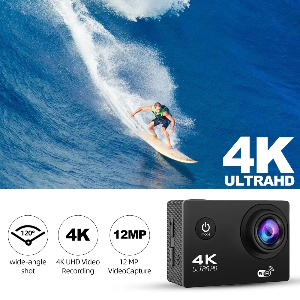 Kamera akcji Ultra HD 4K/30 kl./s WiFi 2.0 cala 170D wodoodporny kask kamery do nagrywania wideo kamera sportowa z pilotem