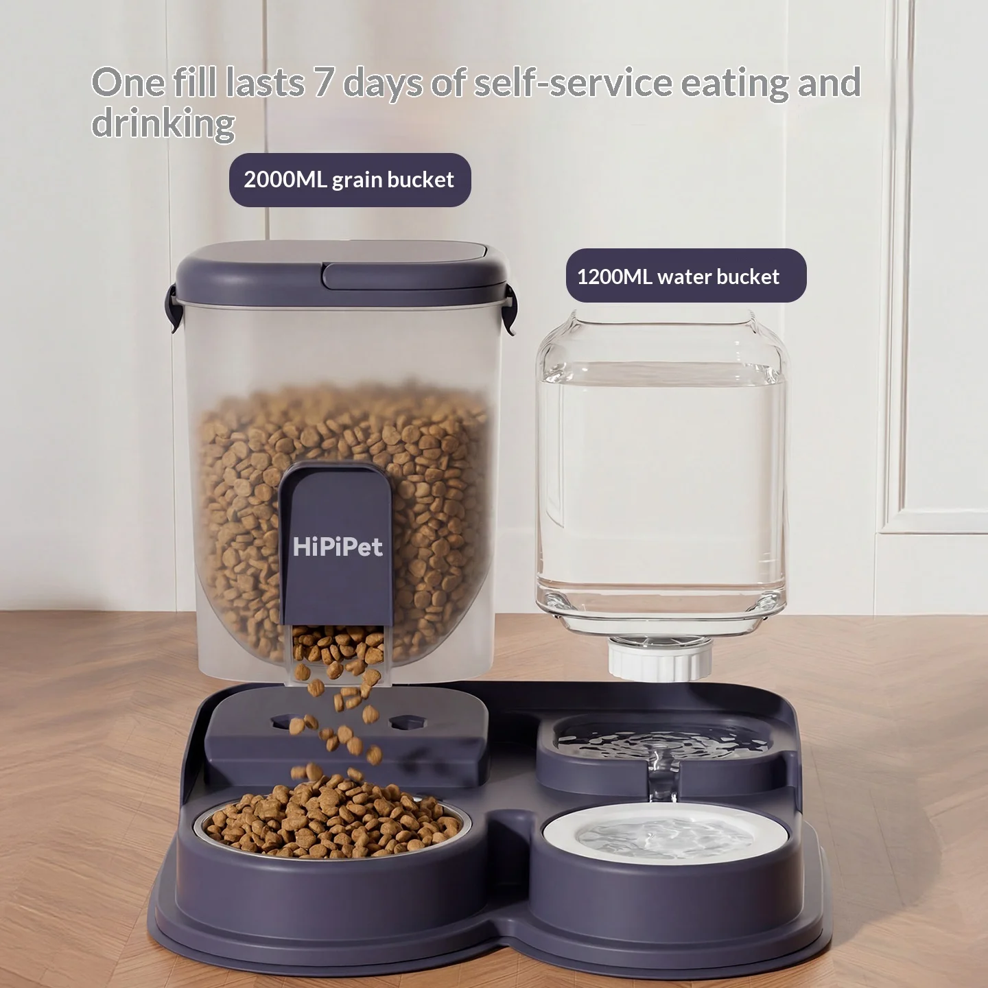 Comedero y bebedero 2 en 1 para gatos y perros acero inox automático - imagen 4