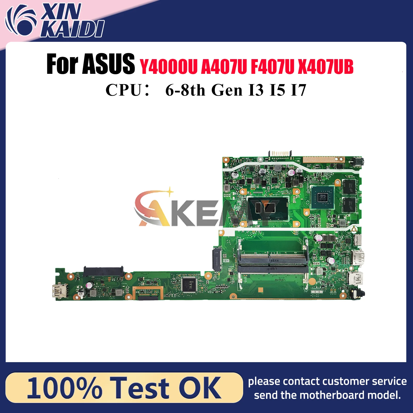 

X407UB Laptop Motherboard For ASUS VivoBook X407U X407UBR F407U X407UF A407U X407UB X407UAR X407UV Y4000U Mainboard I3 I5 I7 CPU