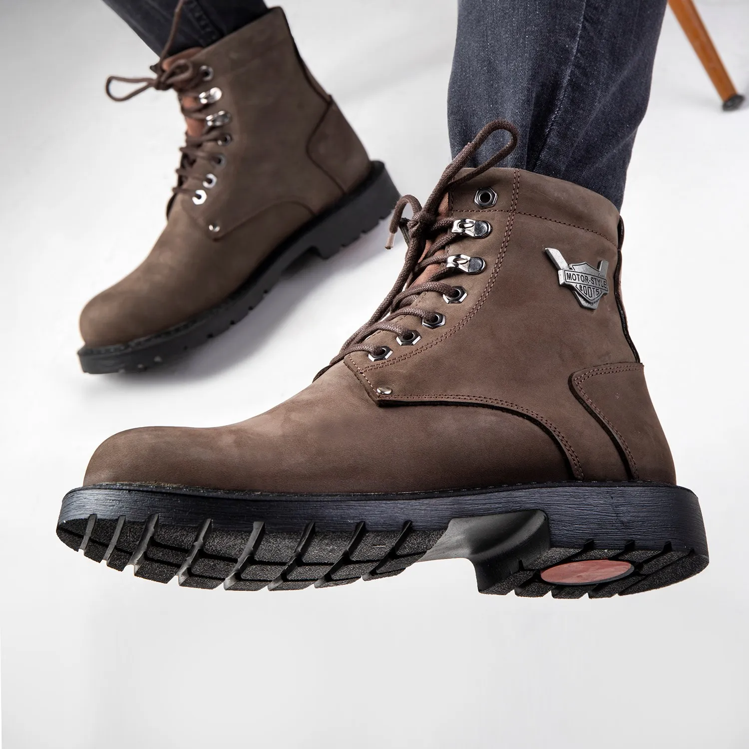 Ducavelli Glaz Genuine Leather Men's Lace-Up Boots, Harley Boots image 4