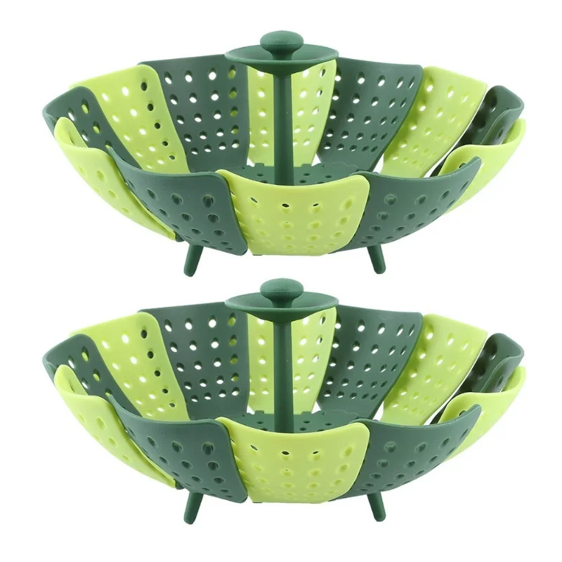 2pcs Foldable Steaming Basket High Temperature Resistant Cooker Dish For Vegetable Fruit