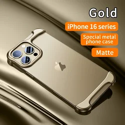 Highlight Metal Fashion Phone Case For Iphone 15 16 ProMax 2024 Frameless Aluminum Detachable Phone Cover For IPHON 15 16 Promax