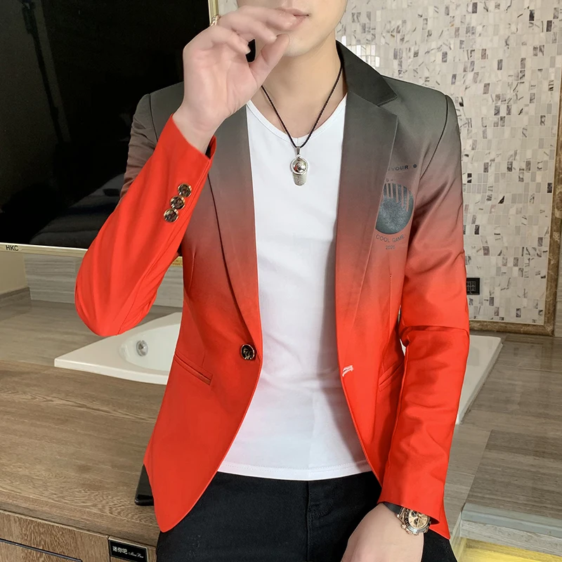 

Men's Suit Jacket 2025 Autumn New High-quality Fashion Gradient Color Slim Fit Handsome Jacket Men's Business Casual Suit