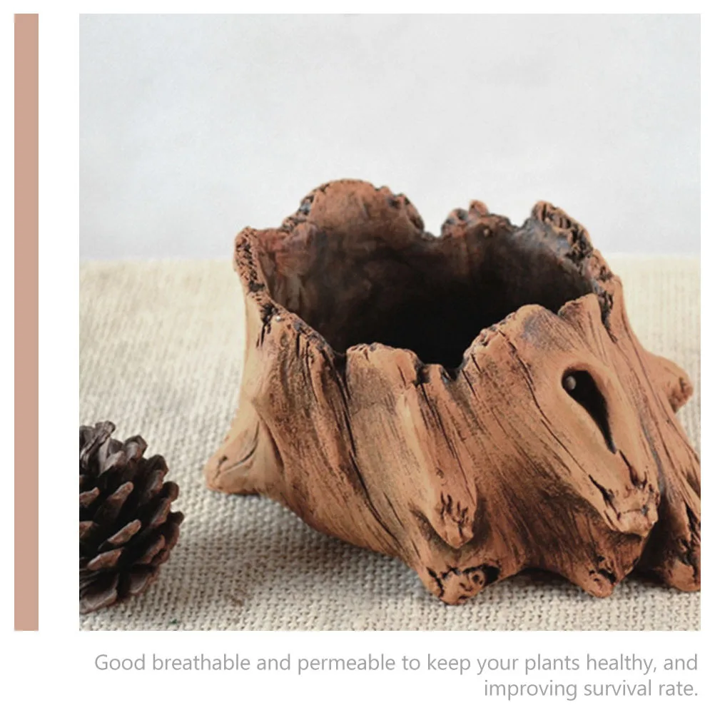 الزخرفية جذع الخرسانة زارع تقليد الخشب اناء للزهور لحديقة فناء فناء وعاء النبات الصغيرة الرجعية نمط فو الجذع