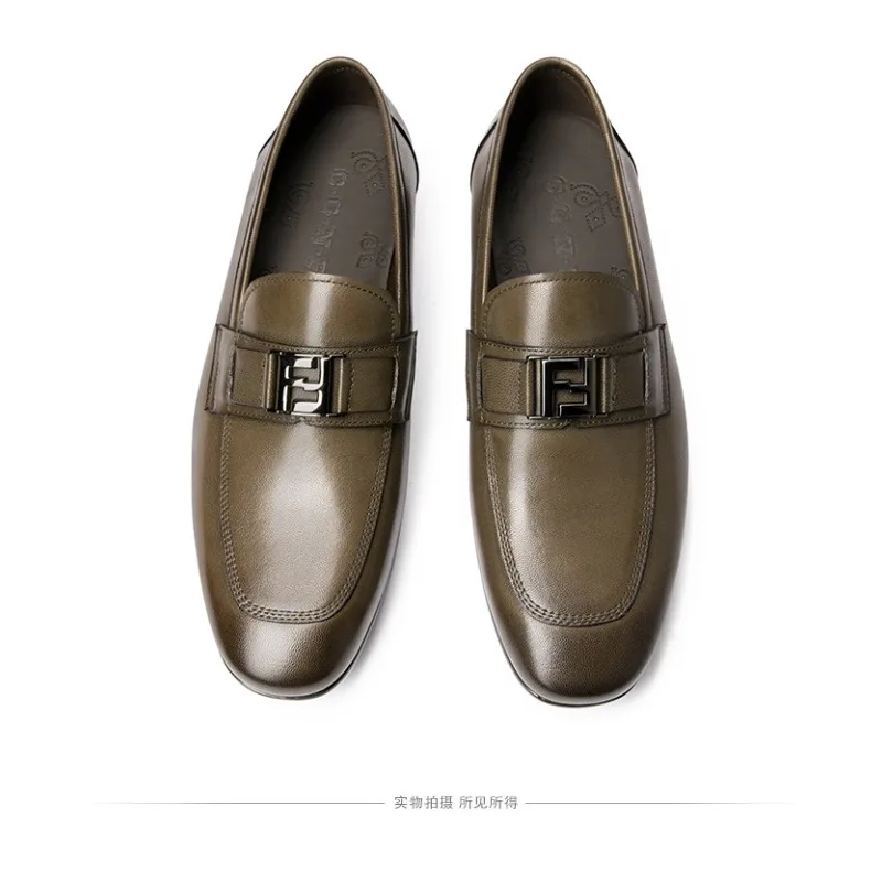 

2024 Summer Casual Genuine Leather Shoes Men's Cowhide Loafers British Style Business Men's Wedding Shoes