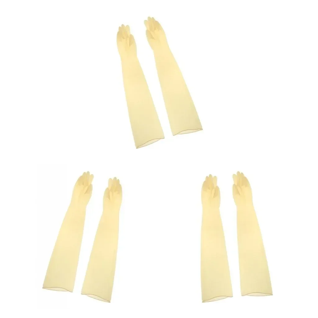 1 Pair Latex Industrial Gloves Yellow Acid Resistant Chemical Protective Gloves 32cm Length For Industrial Enterprises Hand Tool