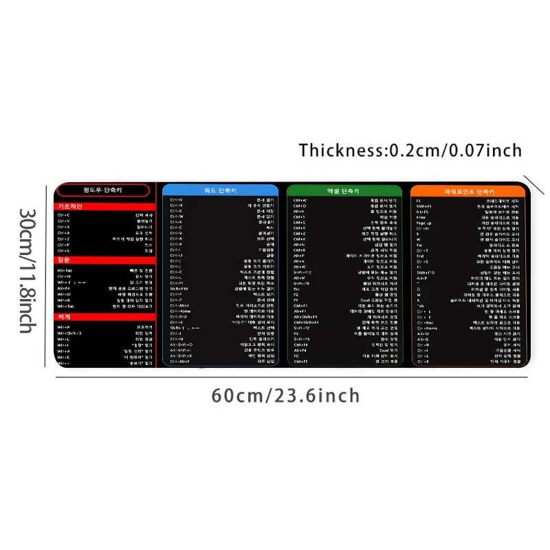 Modello di scorciatoie Excel coreane Tappetino per mouse grande Tappetino per scrivania Tappetino per tastiera per computer Regalo per studenti di impiegati