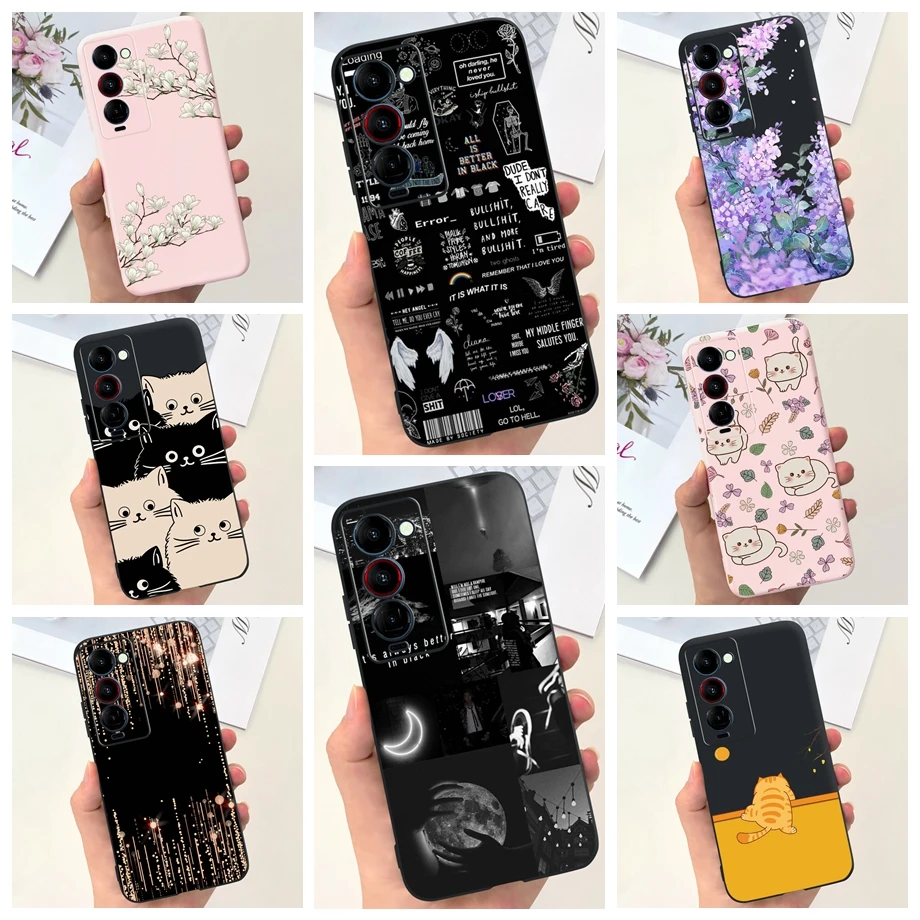 For Tecno Camon 18 18i 18P 18 Premier Case Cute Cat Flower Cartoons Cover For Camon18 Premier Phone Case Camon18P Soft Funda Bag