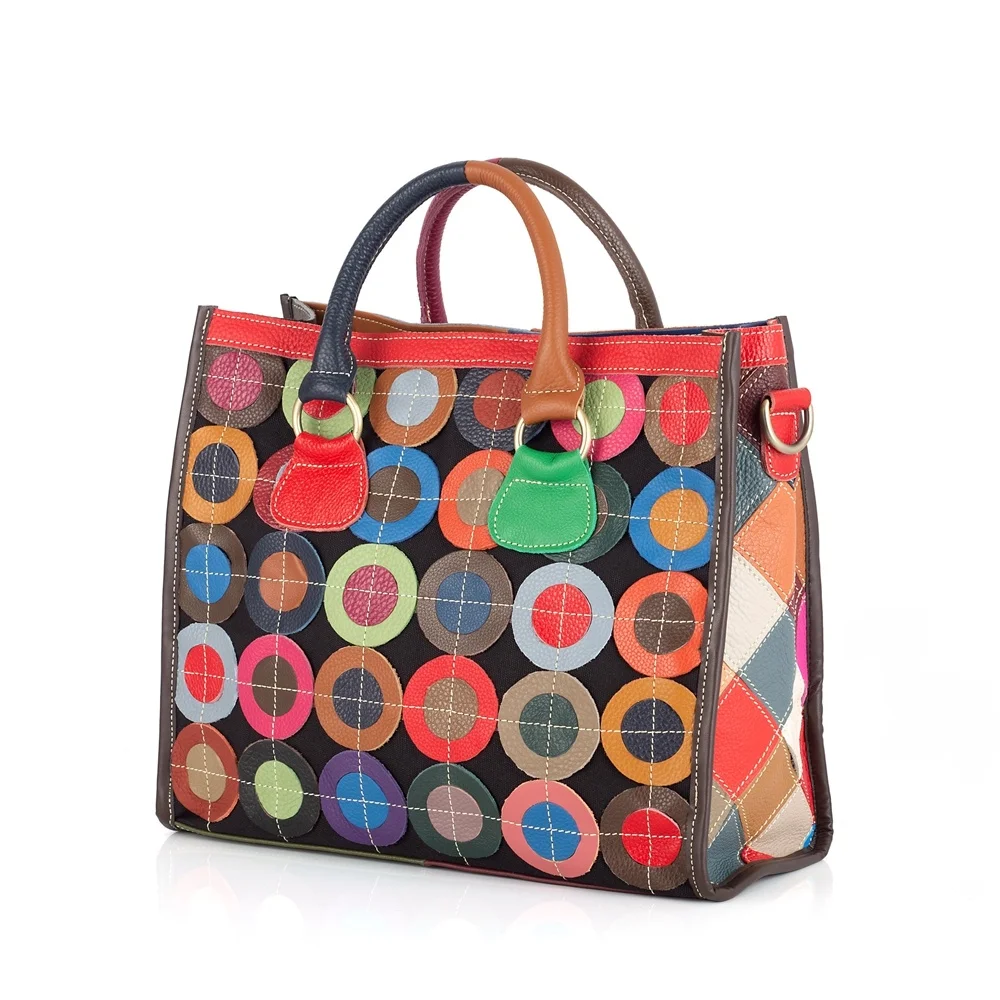 New Large Capacity Leather Commuter Bag Handbag Geometric Splicing Tote Bag Crossbody Casual Women's Bag British Style