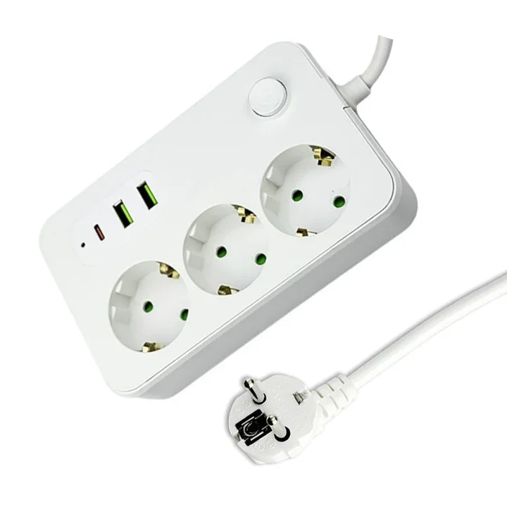 LDNIO EU Power Strip with 3 AC Sockets 6 USB Fast Charging Ports 2500W Capacity and for surge Protection for Daily Use