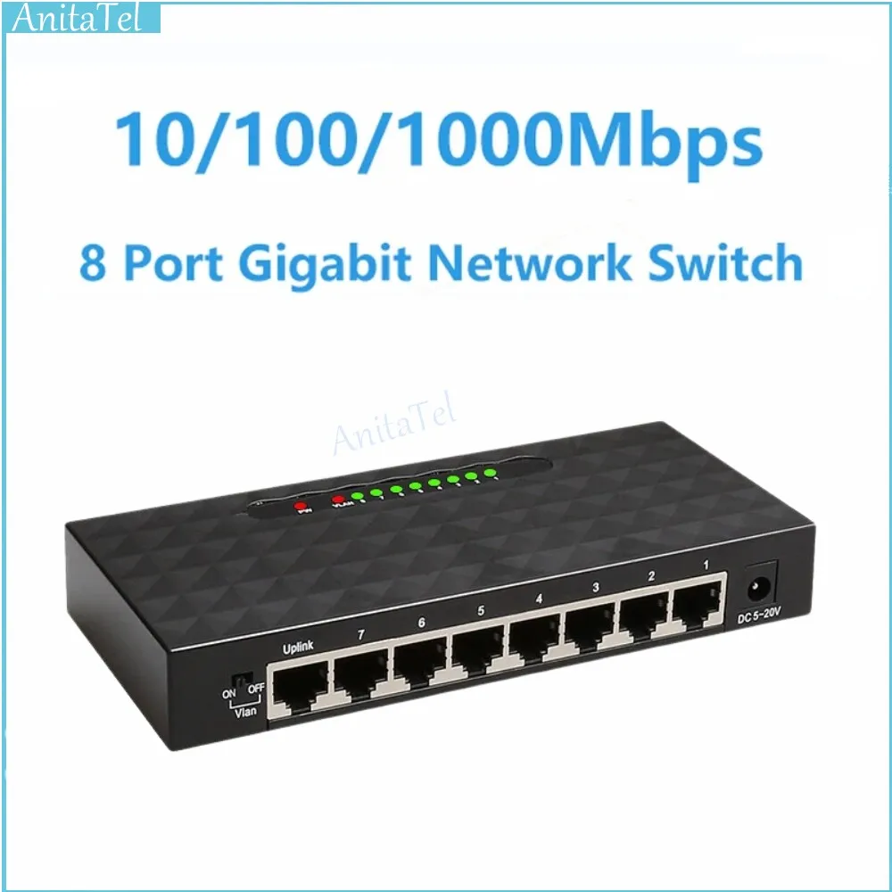 

8 Port 1000Mbps Gigabit Network Switch Ethernet Smart Switcher Performance RJ45 Hub Internet Splitter