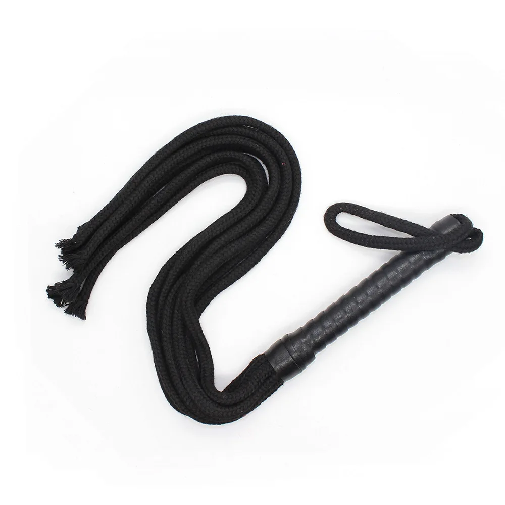 Chicote De Cavalo De Corda De Algodão, Flogger de couro PU, Equipamento de corrida, Cavalo de palmada, 48cm