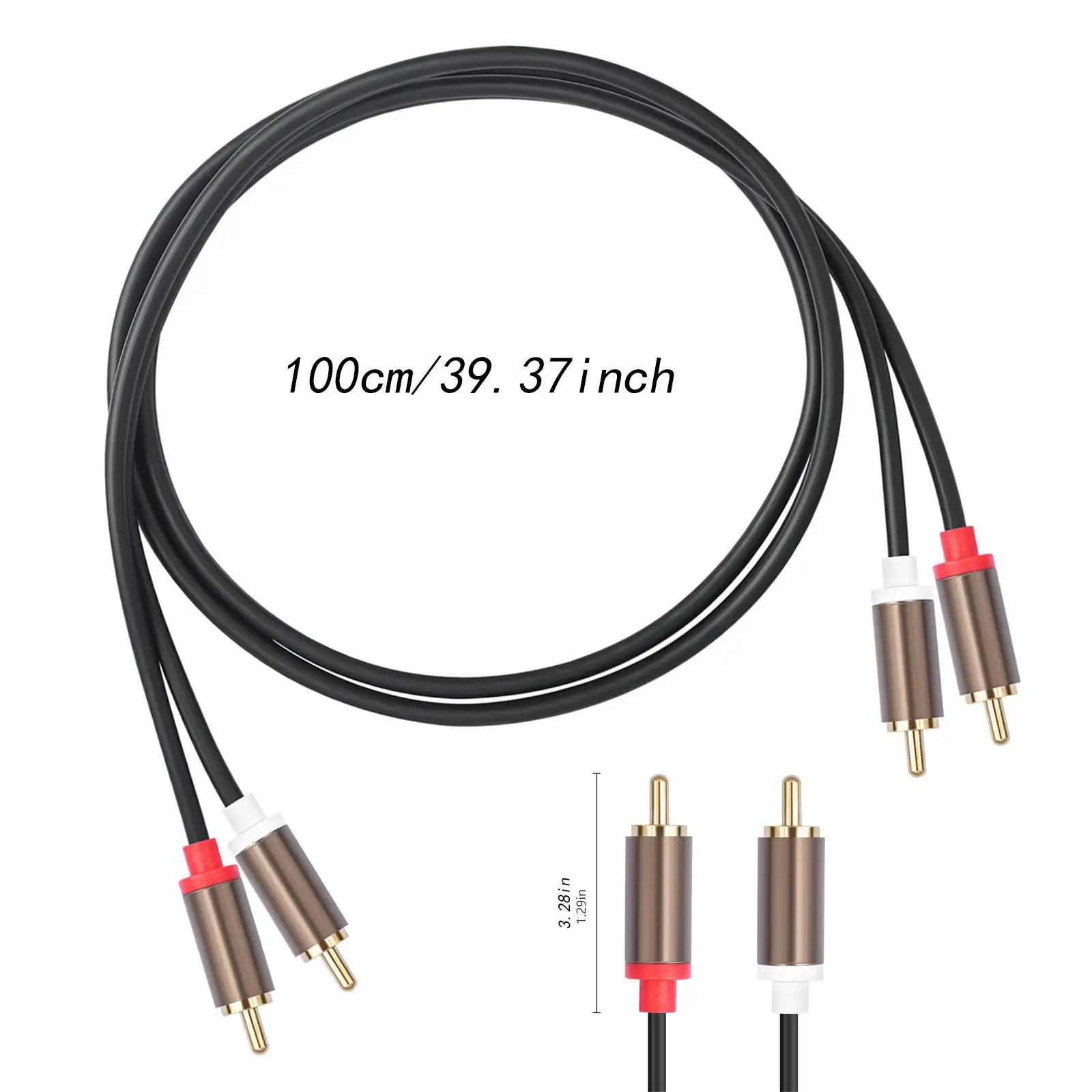 2 RCA Male to 2 RCA Male Cable,Auxiliary Cable,Sturdy,Compact Multipurpose Audio Cord Stable for Home Speakers Mixer