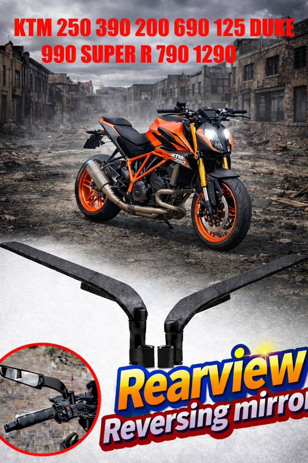 

For KTM 250 390 200 690 125 DUKE 990 SUPER R 790 1290 Motorcycle Mirrors Stealth Winglets Mirror To Rotate Adjustable Mirrors