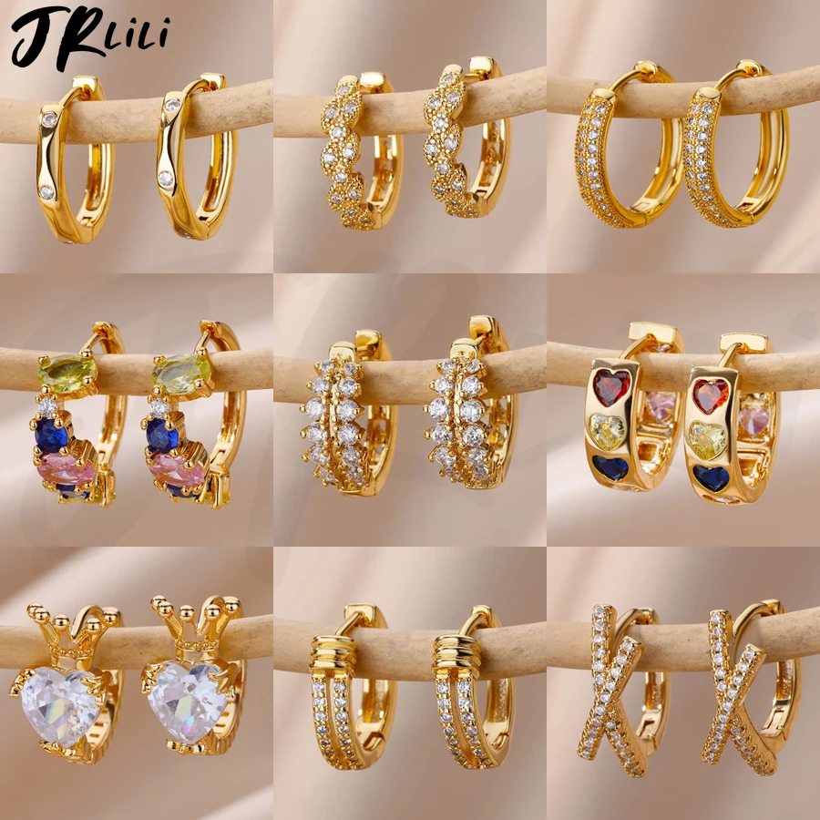 Zircon Pendientes Earring For Women Stainless Steel Hoop Piercing Earring Trending 2024 New Jewerly aretes de mujer bijoux femme