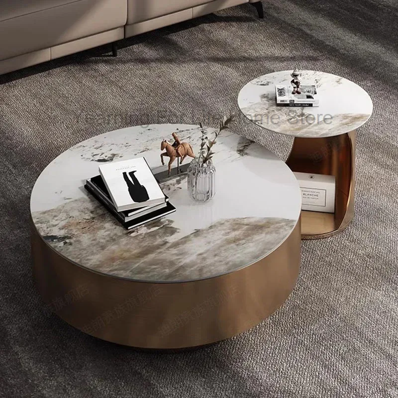 

Modern Design Coffee Table Luxury Nordic Round Italian Gold Side Table Living Room Center White Meubles De Salon Home Furniture