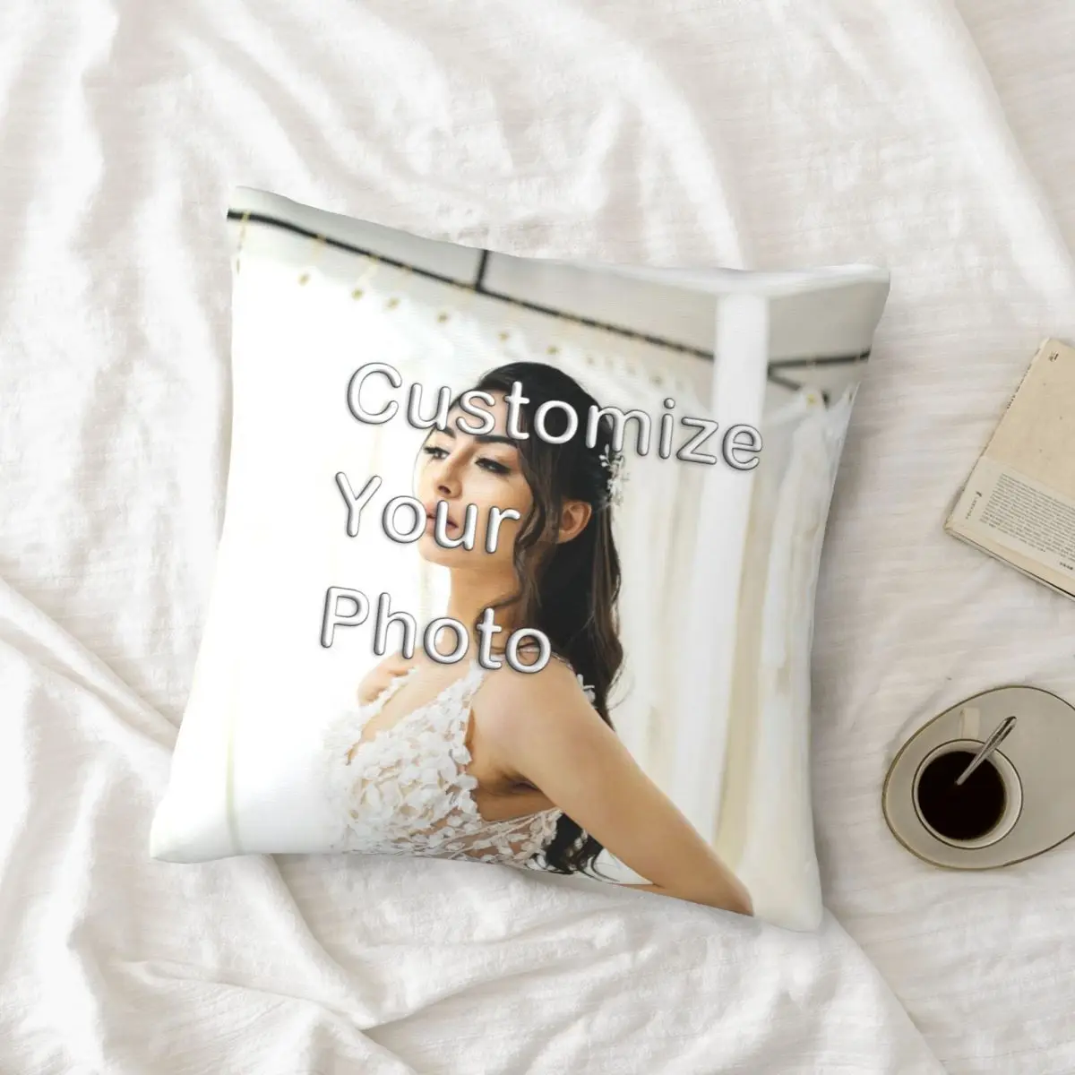 1 custom photo pillow cover 18x18 inch modern style, with zipper, polyester fiber, single-sided printing, suitable for anniversa