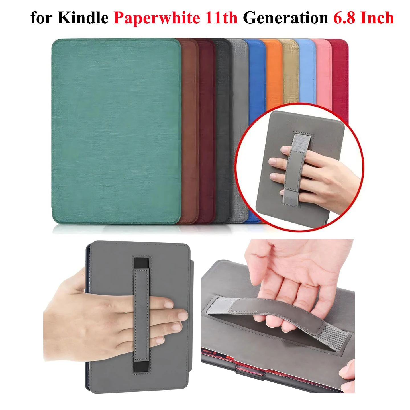 Leather Case with Hand Belt for Kindle Paperwhite 11th Generation Case 6.8 Inch 2021 M2L3EK M2L4EK Kindle Paperwhite 5 Funda