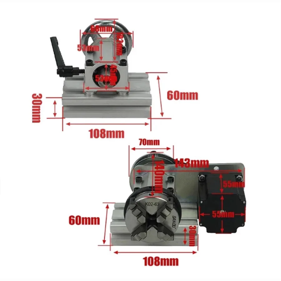 

Carving machine rotating axis, 54 linkage CNC dividing head, A axis, B axis, fourth axis, fifth axis, lathe, three chuck claw