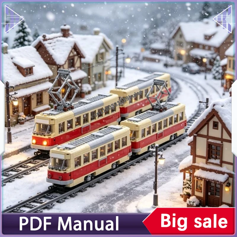 

Конструктор Tatra T3 T4 Tram MOC: Модель городского трамвая в стиле Gotha T57, набор строительных блоков, подарок для взрослых, декор