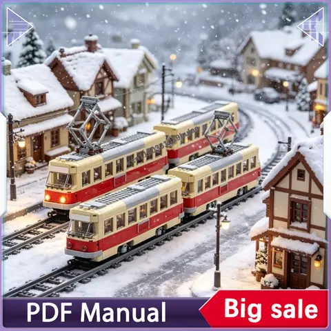 Tatra T3 T4 Tram MOC Bricks Gotha T57 Style City Public Transport Tramway Model Building Blocks Set Adult Gift Decor