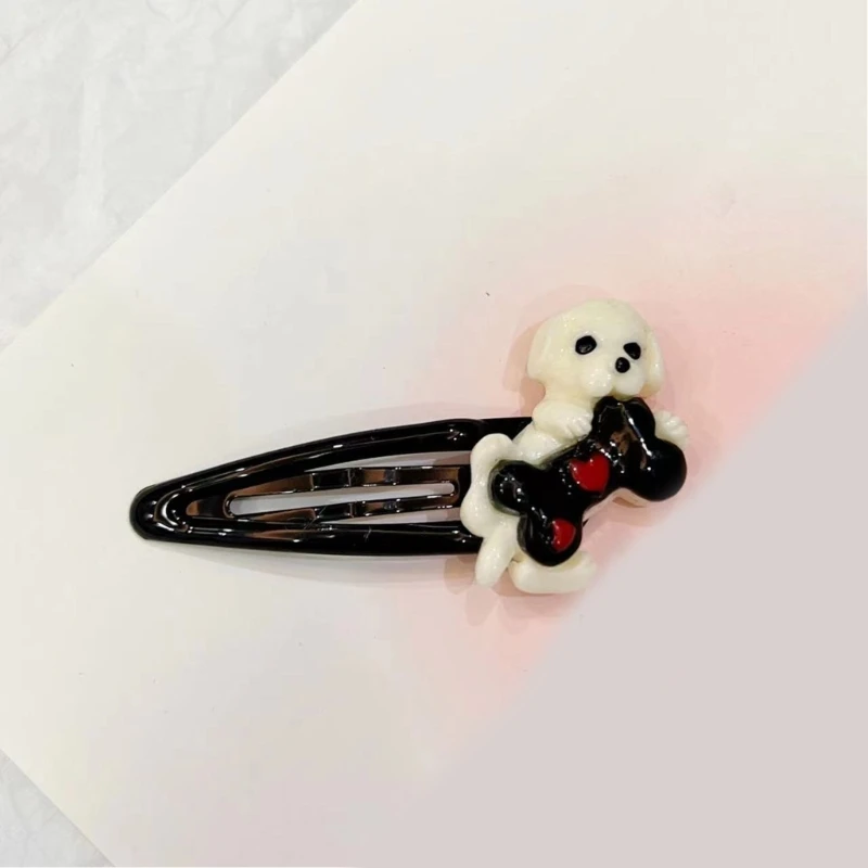 652F Summer Girls Hair Clip Black Color Puppy & Bone ทรงผมสำหรับการสึกหรอทุกวัน