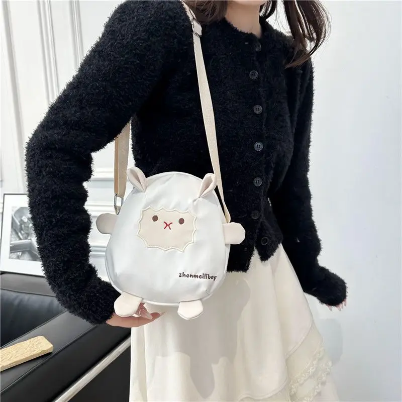 Adorable Lamb Pattern Oxford Cloth Crossbody Messenger Bag - Adjustable Strap,  Mobile Phone Carrying - Japanese Style