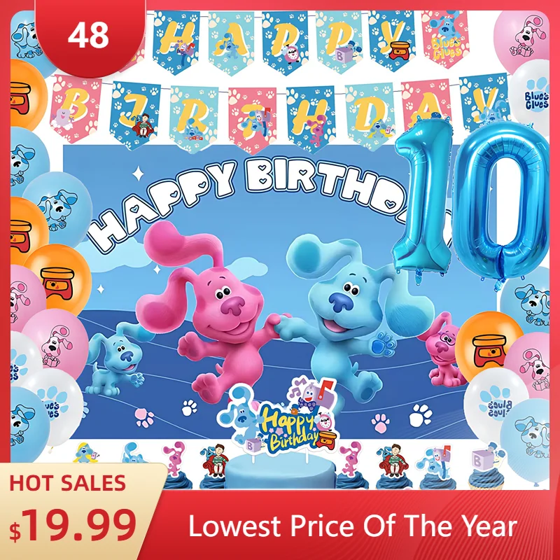 

Cartoon Clues Blues Puppy Birthday Party Balloon Banner Background Cake Topper Early Education Baby Shower Decoration Supplies