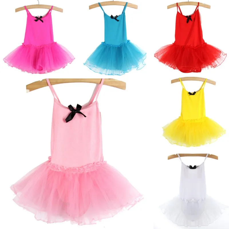 Kids Girls Ballet Dress Gymnastics Leotards Sleeveless Ballet Dancewear Tutu Dance Skirts Kids Bowknot Dance Leotards