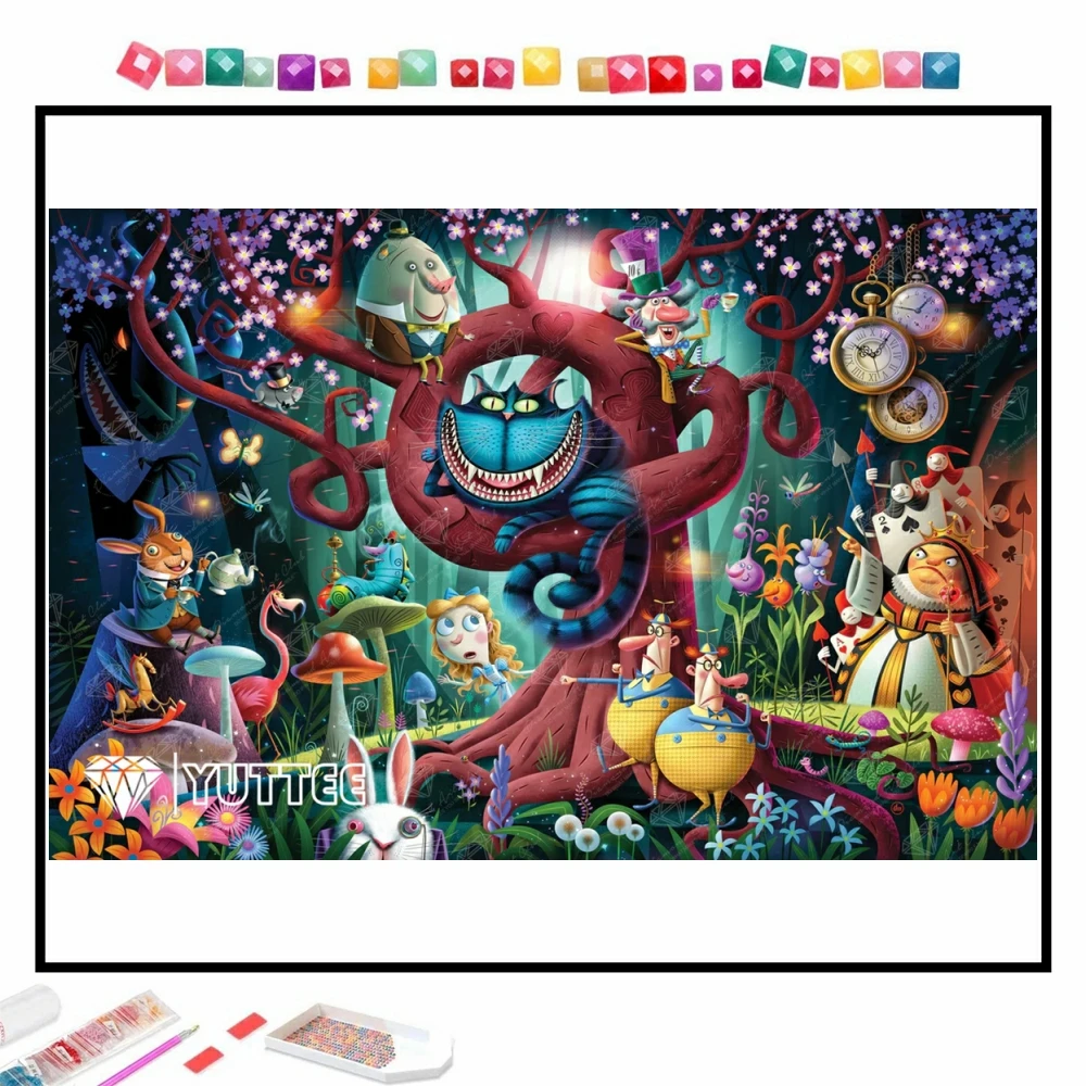 Alice in Wonderland 5D DIY Diamond Painting Embroidery Disney Cartoon Handmade Cross Stitch Mosaic Handicraft Home Decor Gift