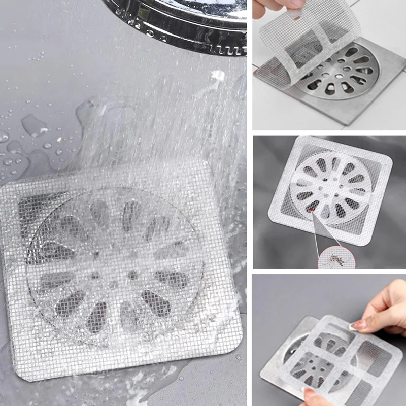 5/10PC Disposable Shower Floor Drain Filter Hair Catcher Kitchen Sink Sewer Outfall Stopper Bathroom Mesh Stickers Cleaning Tool