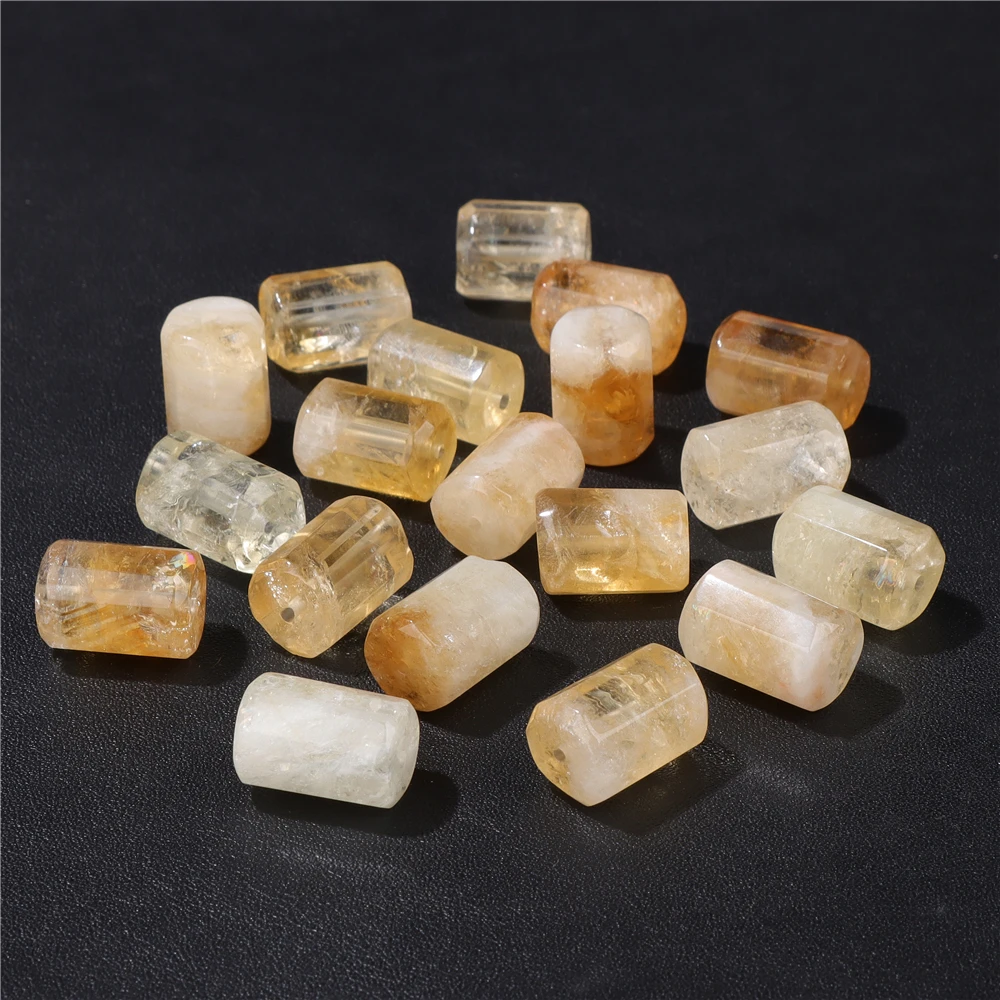 Natural Stone Citrines Beads 12x17mm Cylinder Tiger Eye Agates Loose Spacer Beads for Jewelry Making DIY Bracelet Necklace