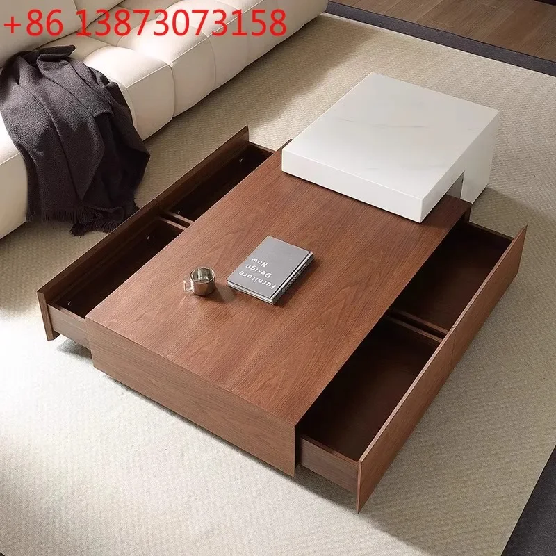 Italian light luxury high-end solid wood slate coffee table designer model for modern and simple small home use