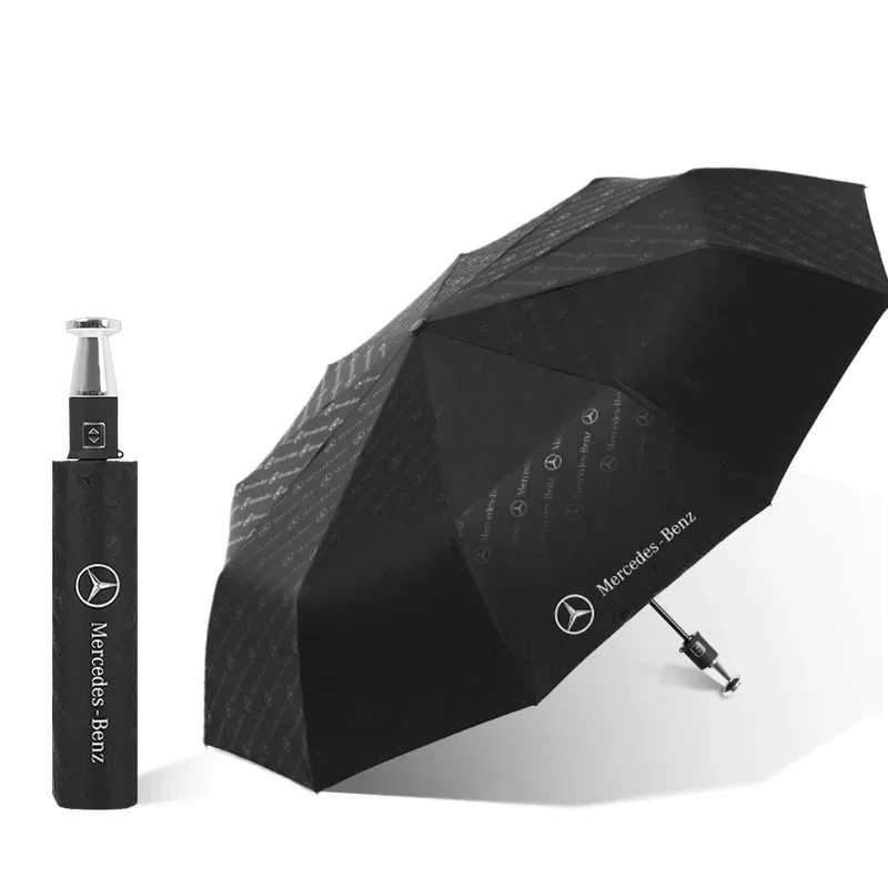 Umbrella For Mercedes Benz Logo Auto Automatic Fold Parasol For Suitable for adults and children on rainy and sunny days